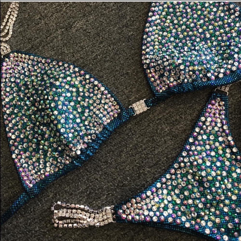 Crystal Embellished Blue Bikini